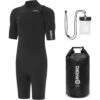Mens Tempus 2/2mm Chest Zip Shorty Wetsuit & 20L Dry Bag & Key Case Bundle